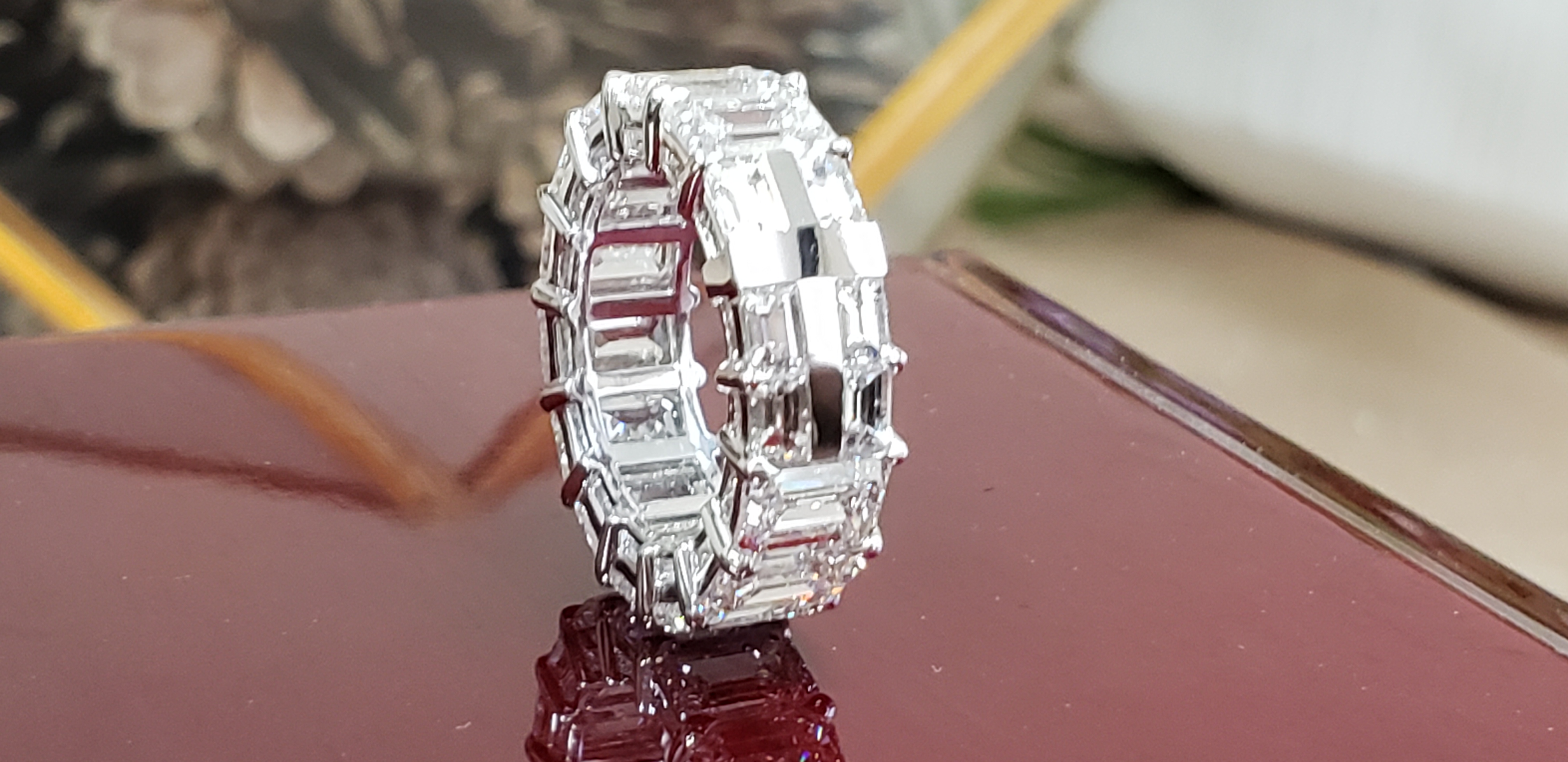 Exclusive One-Of-A-Kind WMD Trademarked Design Emerald Cut Eternity with Cross Design